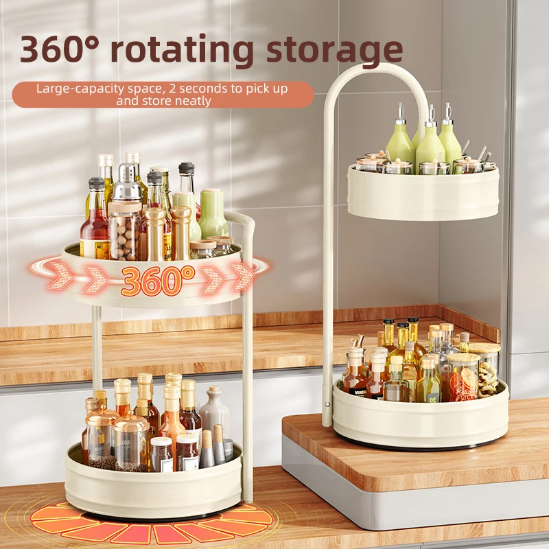 Kitchen Rotatable Multifunctional Multi-layered Rack Countertop Corner Oil,Salt,Sauce and Vinegar Seasoning Bottle Storage Tray