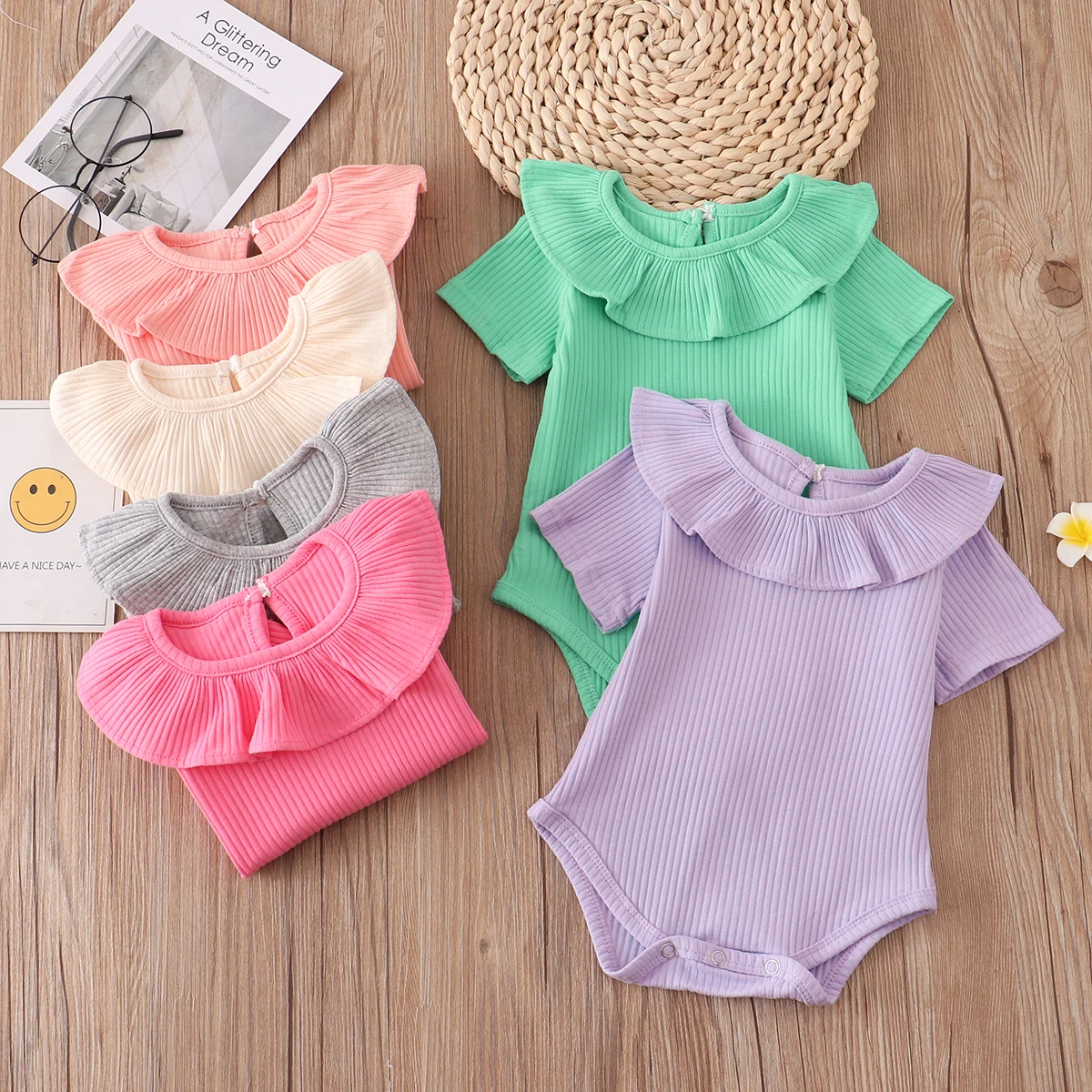 Newborn Baby Girl Romper Bebe Body Suit 0-2Y 2023 Spring Fall Candy Ruffles Infant Clothes Outfits