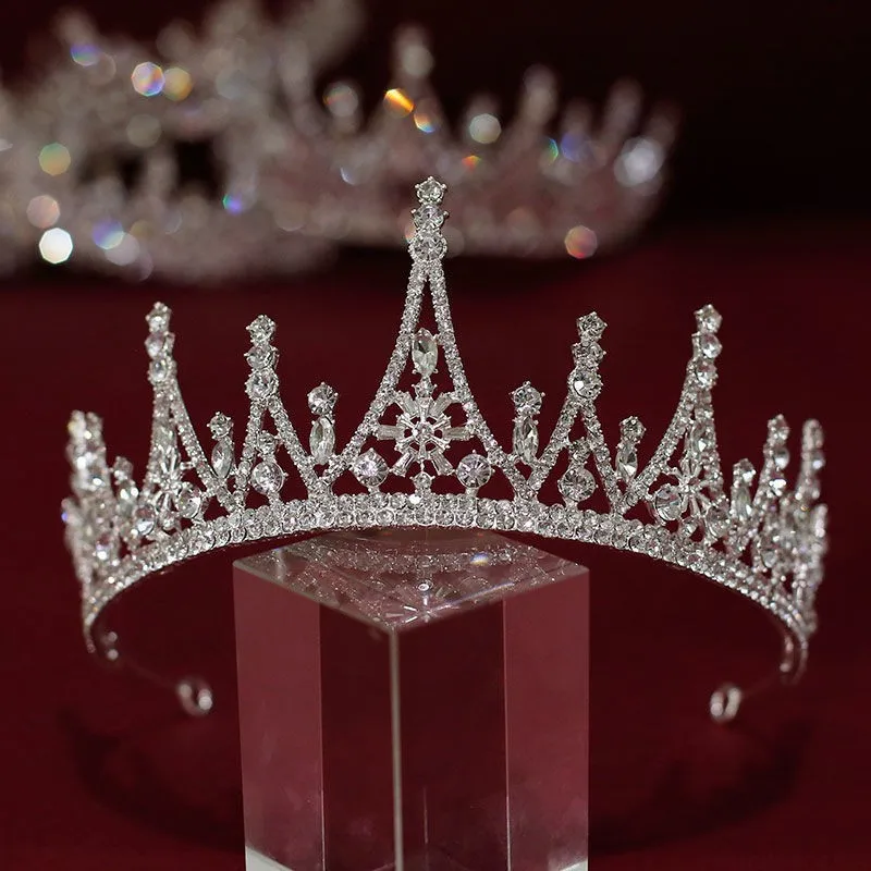 DIEZI Princess Silver Color White Crystal Tiara Crown Women Girls Birthday Party Dress Tiara Elegant Queen Bridal Accessories
