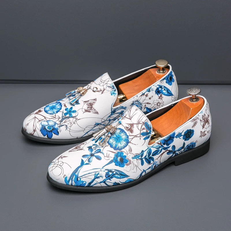 

Модные кожаные туфли с кисточками, мужские лоферы с принтом в китайском стиле, маленькие кожаные туфли в корейском стиле