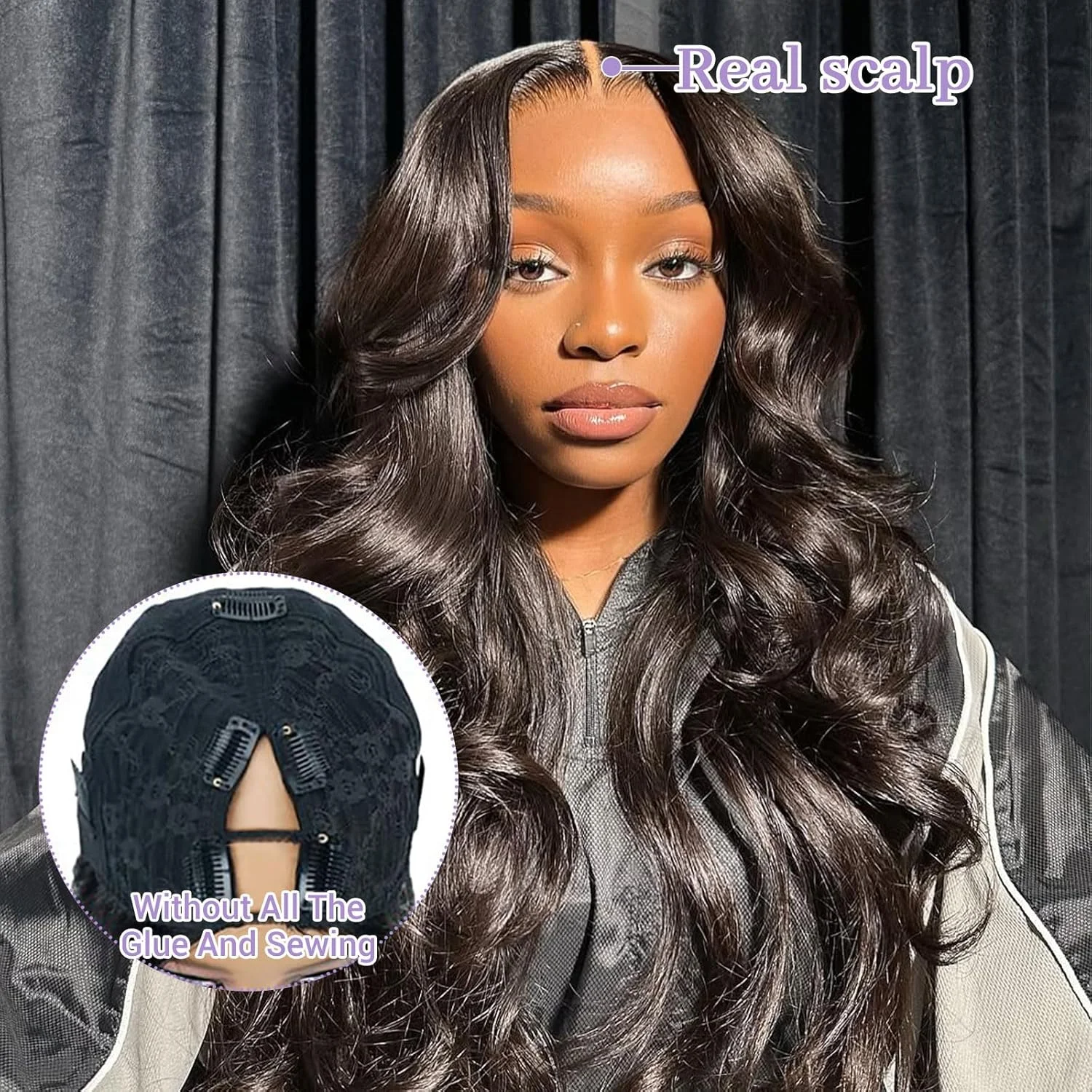 Natural Color Body Wave Brazilian Remy Human Hair V Part Wig 200% Density Upgrade Machine Made No Leave Out Soft Bouncy Minimal Shedding Heat Resistant Beginner Friendly Wigs For Black Women