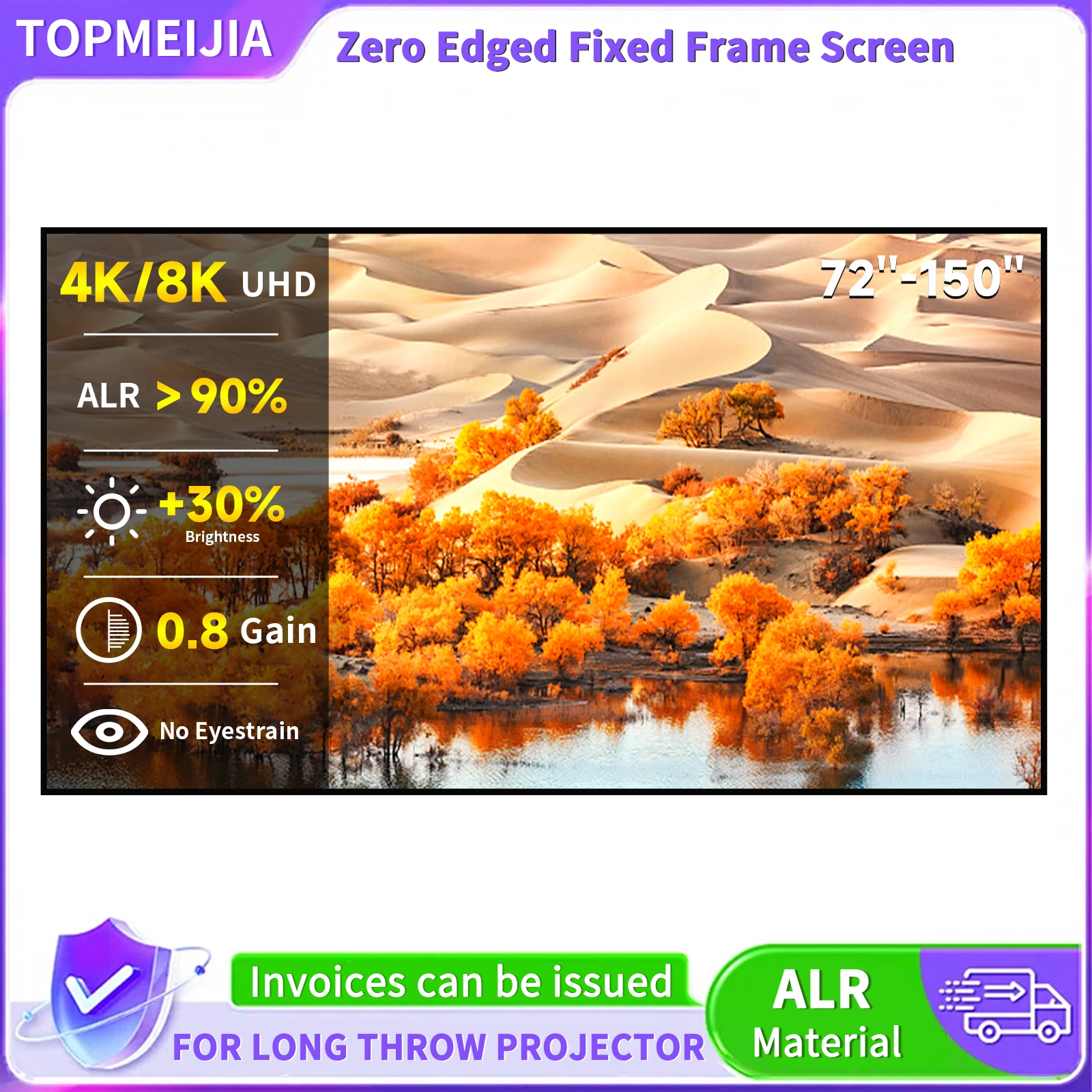 

NEW 2025 Cine Grey CLR/ALR Projector Screen Edge Free Fixed Frame Movie Screen Home Theater Grey Crystal Projector Screen