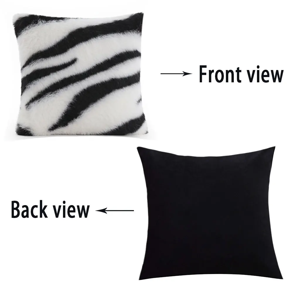 Soft Faux Fur Zebra Print Cushion Cover 45x45/30x50cm Black White Striped Pillowcase for Sofa Couch Bedroom Decor Pillow Covers