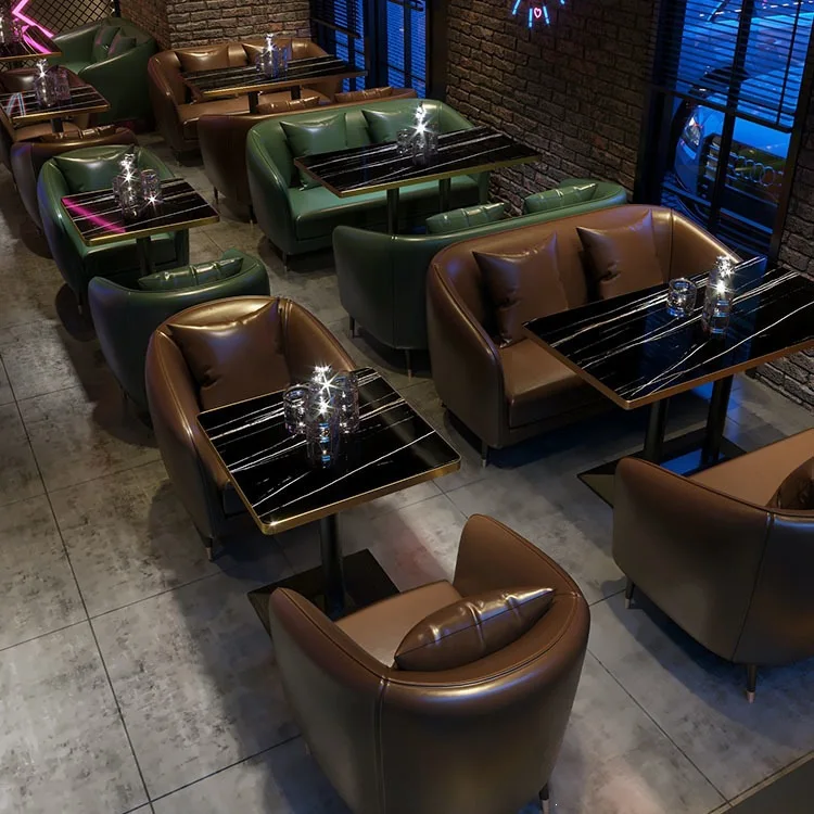 Simple Bar Table and Chair Restaurant Cafe Light Luxury Card Seat Sofa Milk Tea Shop Dessert Shop