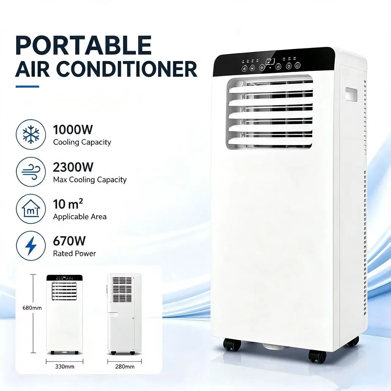 No Installation Portable Air Conditioner 2300W Fast Cooling Mobile Aircon 10 Square Meter    Portable for Europe Market