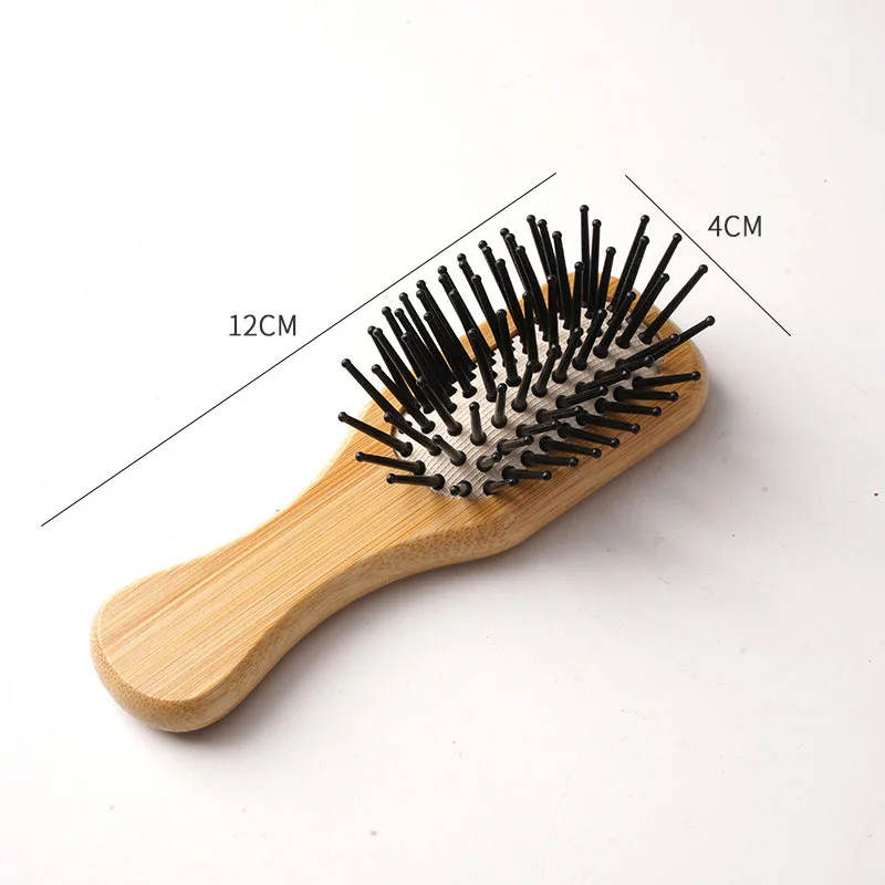 Bamboo Air Cushion Massage Comb Mini Soft Round Pin Hair Detangling Pocket Combs Anti Static Scalp Massager Hair Styling Brush