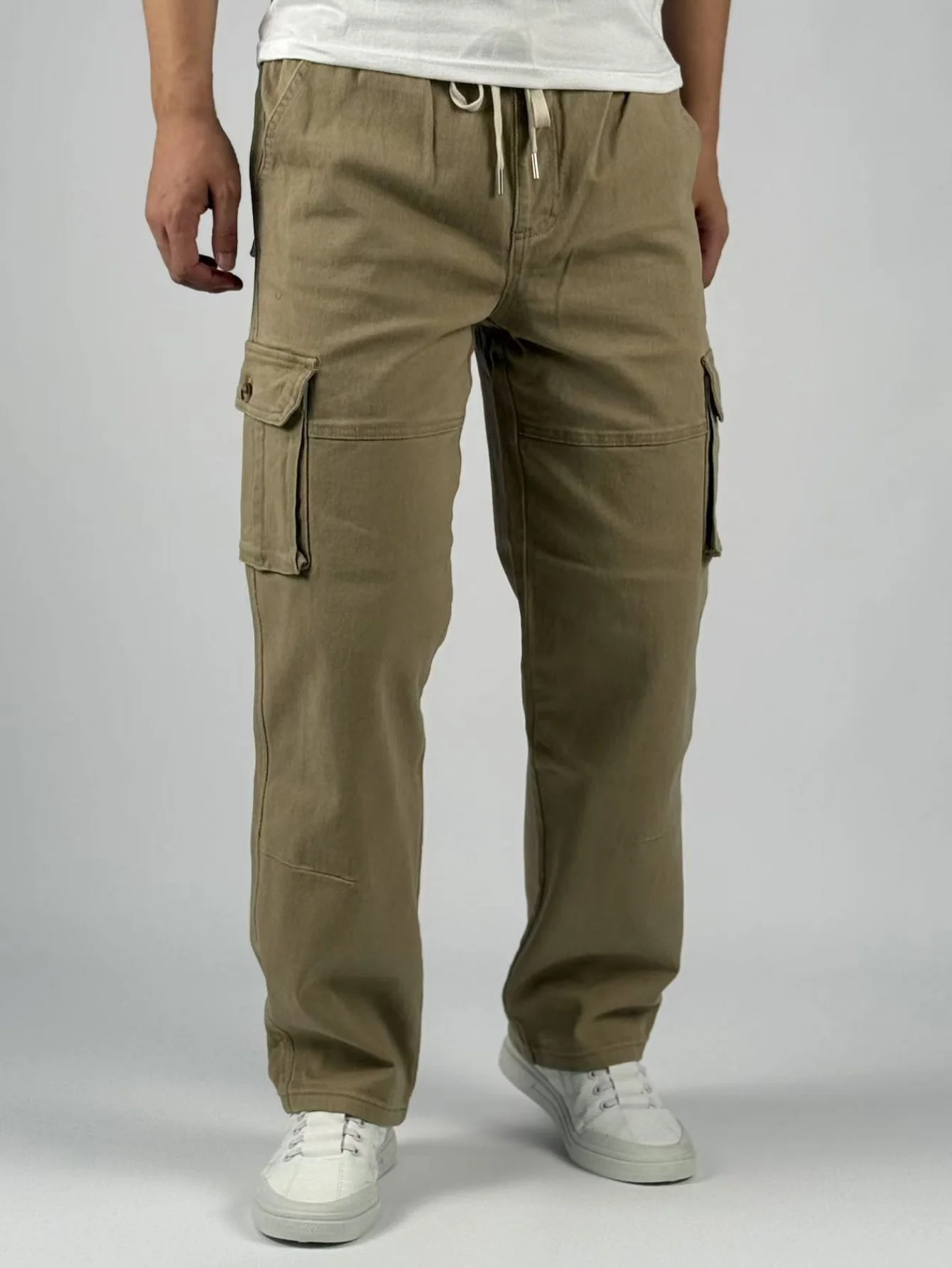 KING JEANS Merk Y2K KHAKI Multi-generatie elastische taille Losse rechte pijpen Modieuze en veelzijdige stijl