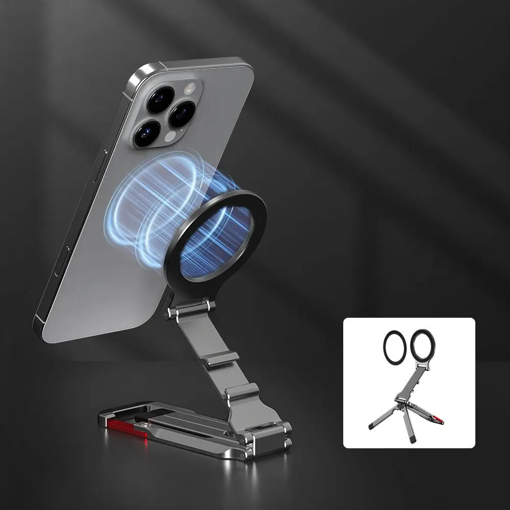 

Магнитный штатив для телефона из алюминиевого сплава, складной на 360° ° Вращающийся держатель для ручки телефона с карабином для iPhone//