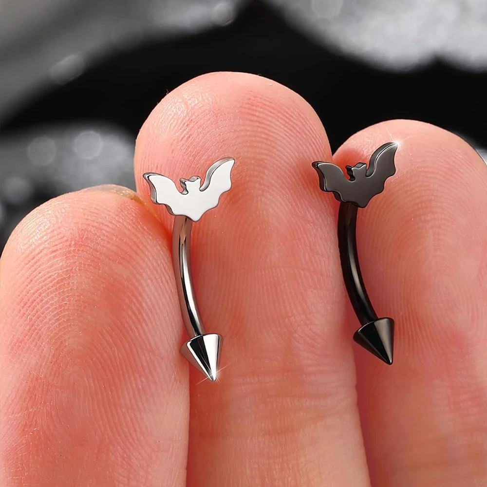 2pcs 16G Bat Rook Eyebrow Ring Vertical Labret Lip Piercing