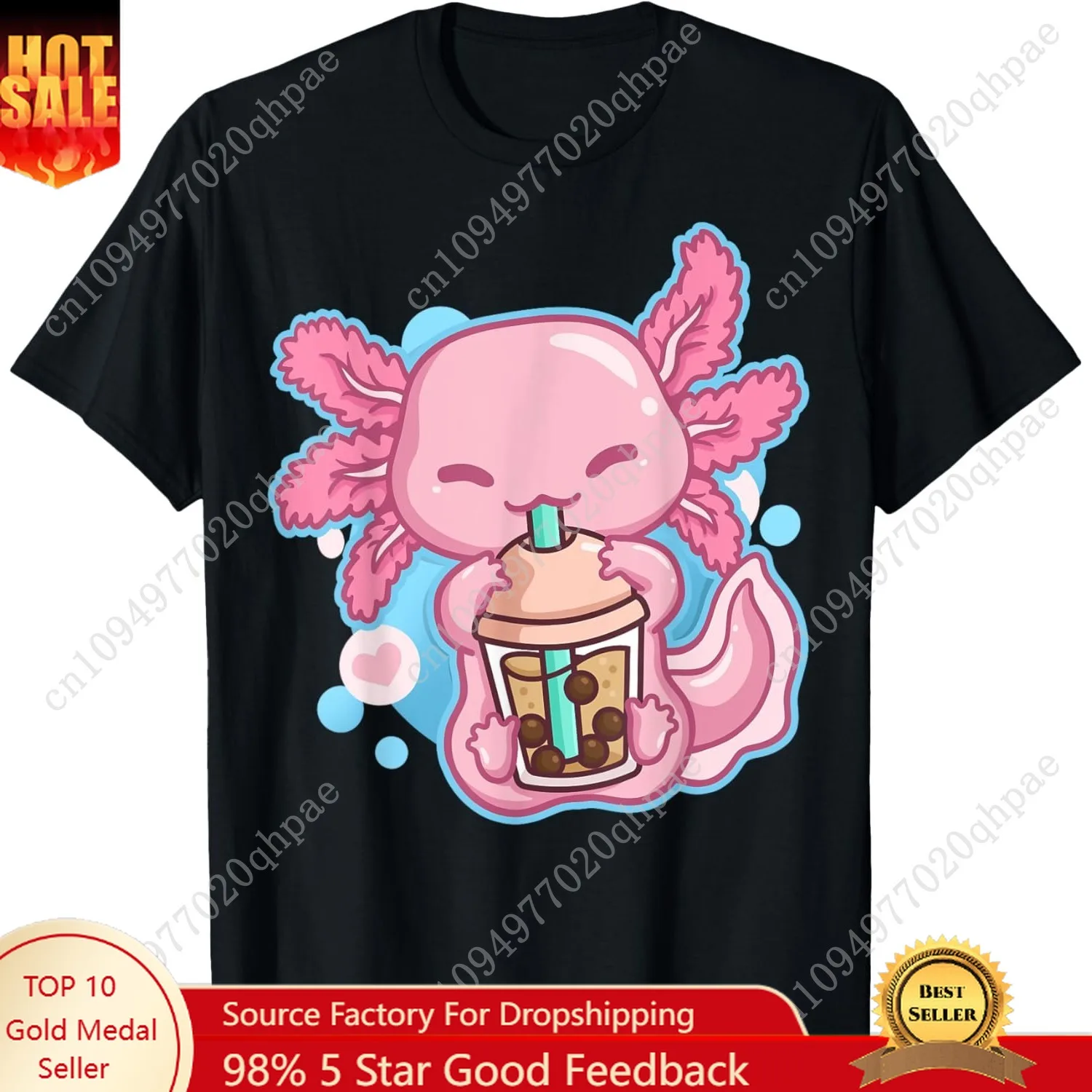 

Boba Tea Bubble Tea Milk Tea Anime Axolotl T-Shirt