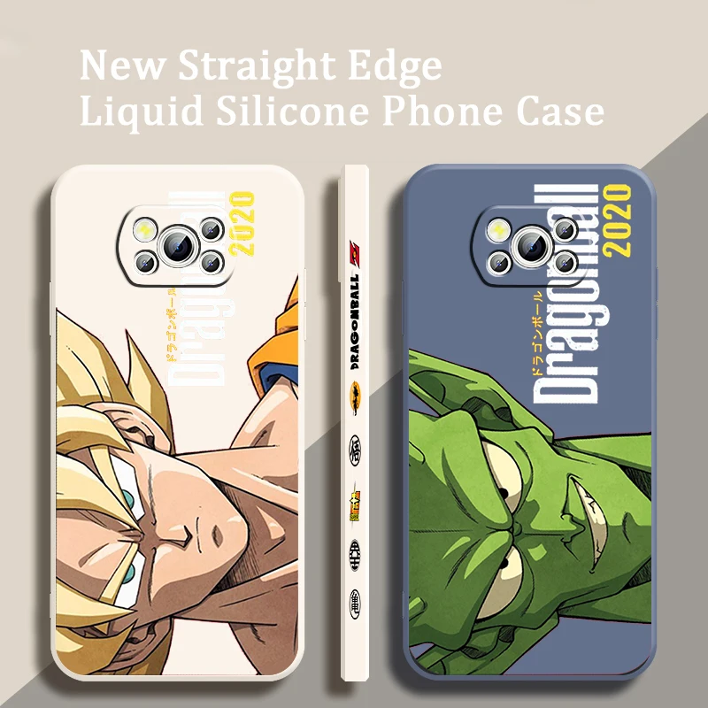 G-Goku D-Dragon Z Anime Liquid Left Rope For Xiaomi Mi Poco X5 X4 X3 M6 M5 M5S M4 M3 F5 F4 F3 C55 C40 Pro 5G Back Phone Case