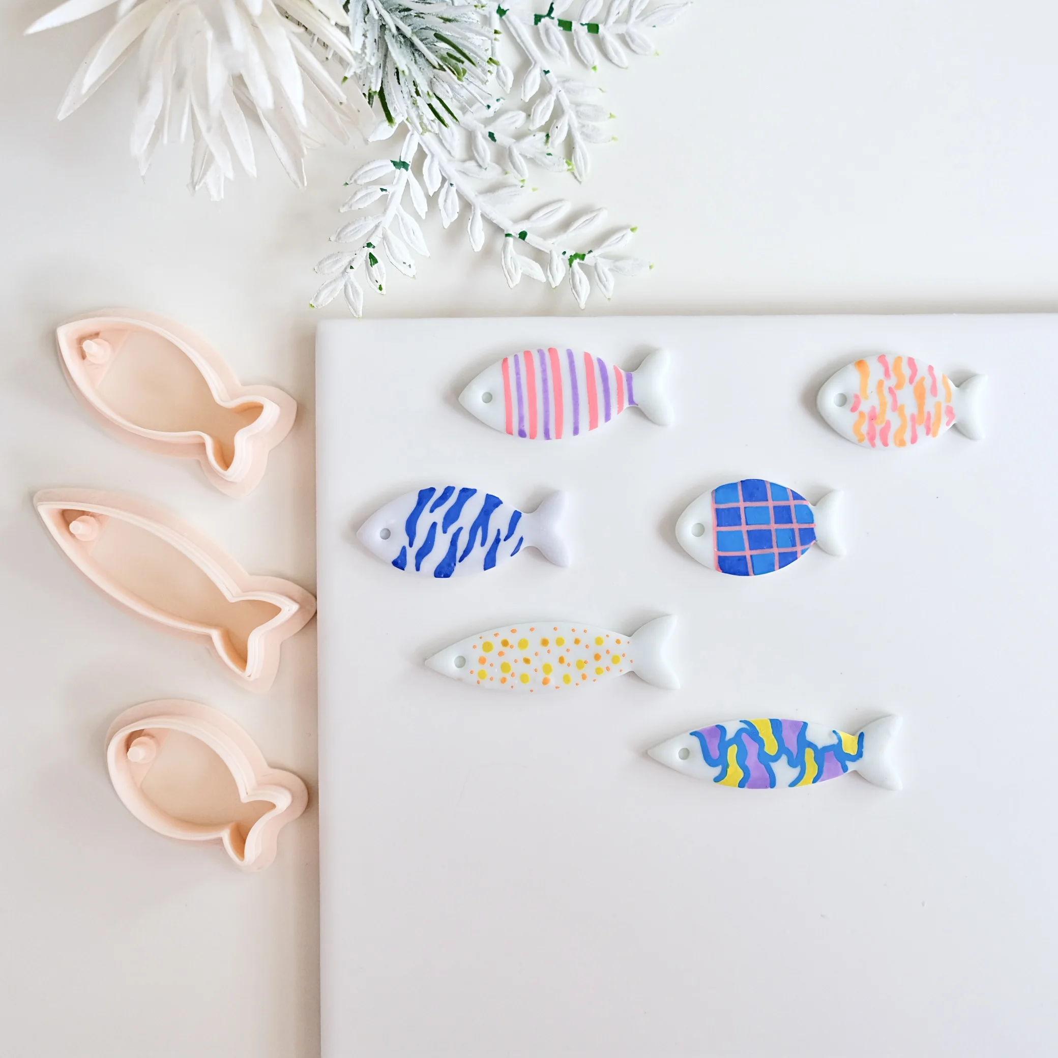 3 Stück/Set kleine Fischform-Ausstechformen aus Polymer-Ton für die Herstellung von Ohrringen, Tontformen im Fisch-Design für die Herstellung von Anhängern – Detail 6