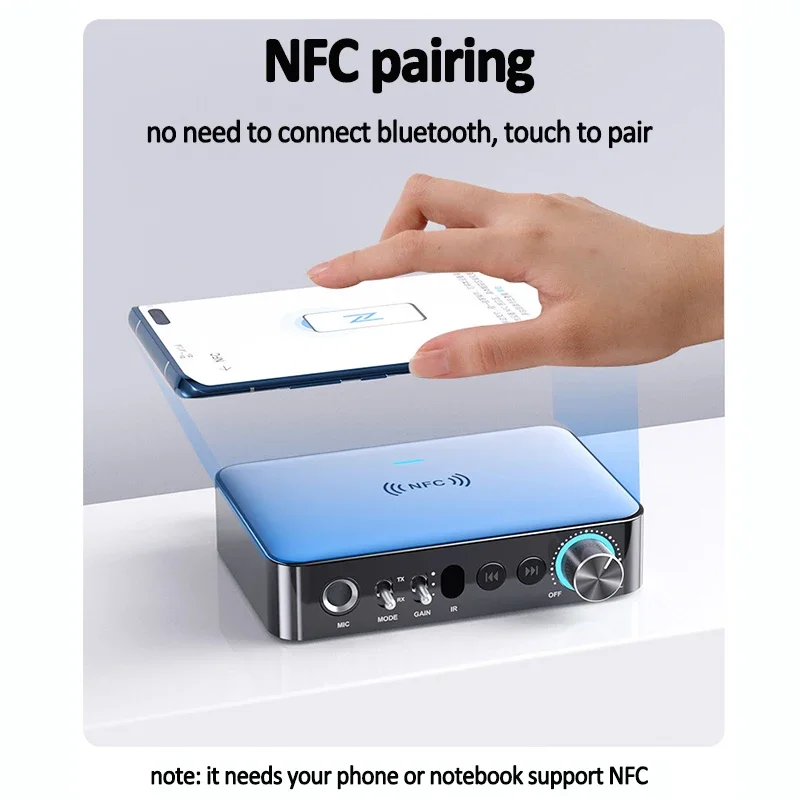 

Bluetooth 5.1 NFC Transmitter Receiver Stereo 3.5mm AUX Jack Optical Coaxial RCA Wireless Audio Adapter + Microphone Sing For TV