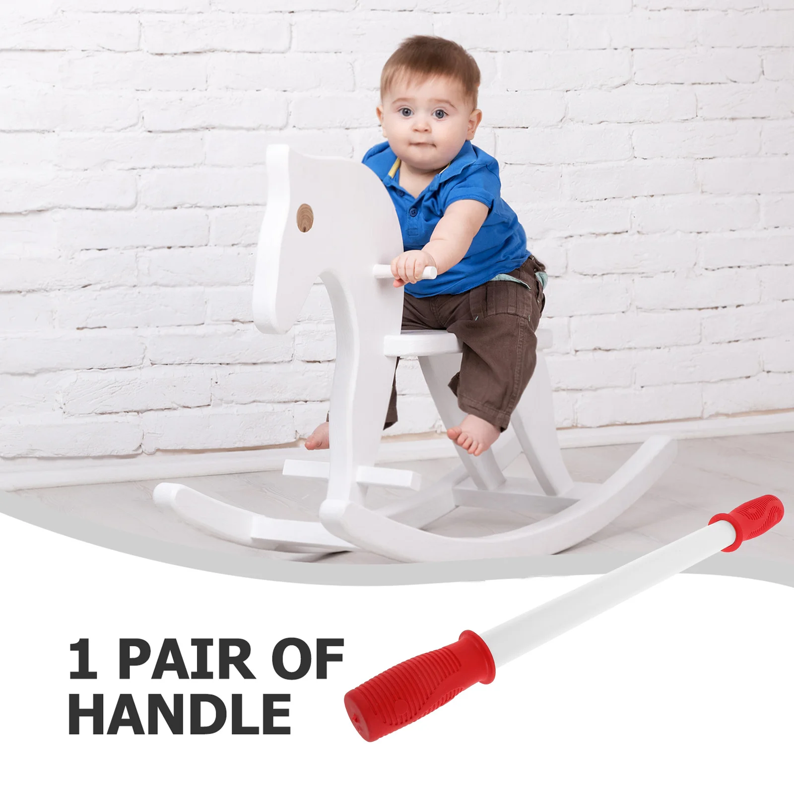 

Rocking Horse Handle Set Sturdy Wood Material Comfortable Hold Toddler Safe Riding Outdoor Playtime Horse Accessories Grip