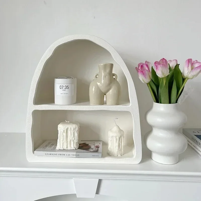 Decorative Cabinet Storage Holders Wall Shelf White Simple Racks Storage Holders Arched Cabinet Perfume Organizer for Girls