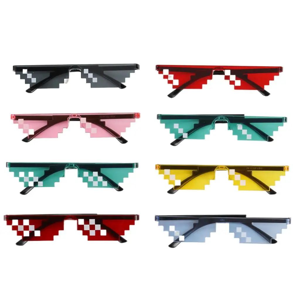 Vintage Halloween Pixelated Mosaic Glasses Cosplay Funny Party Glasses Novel Gamer Robot Sunglasses for Men & Women