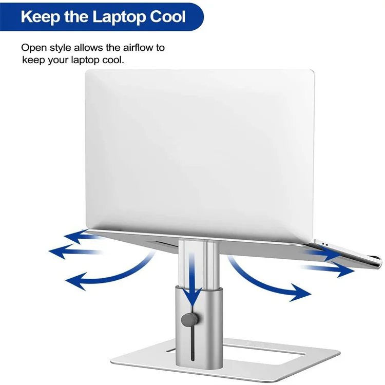 Adjustable Metal Laptop Riser Non Slip Silicone Desktop Notebook Stand For Office Desk