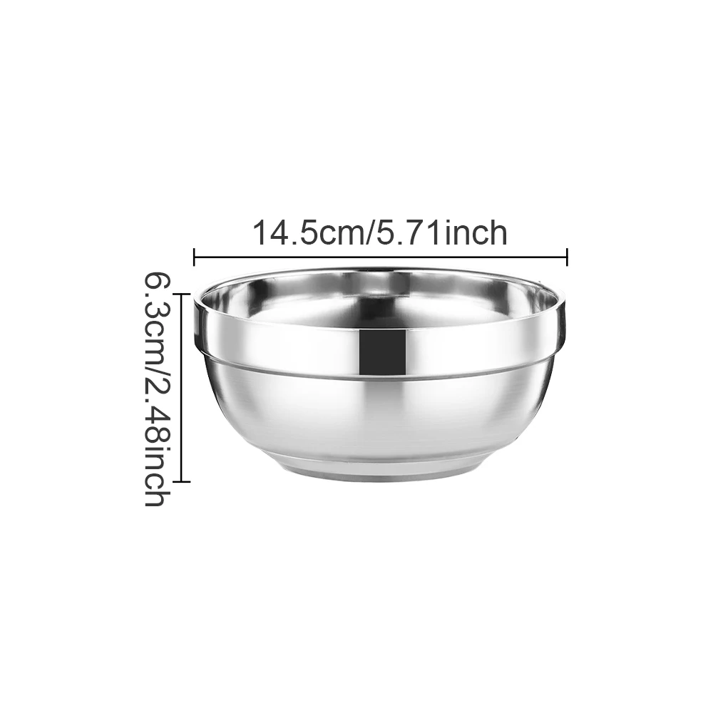 14.5cm, Stainless steel bowl, durable and stackable, suitable for mixing, pickling, containing fruit, salad, noodles