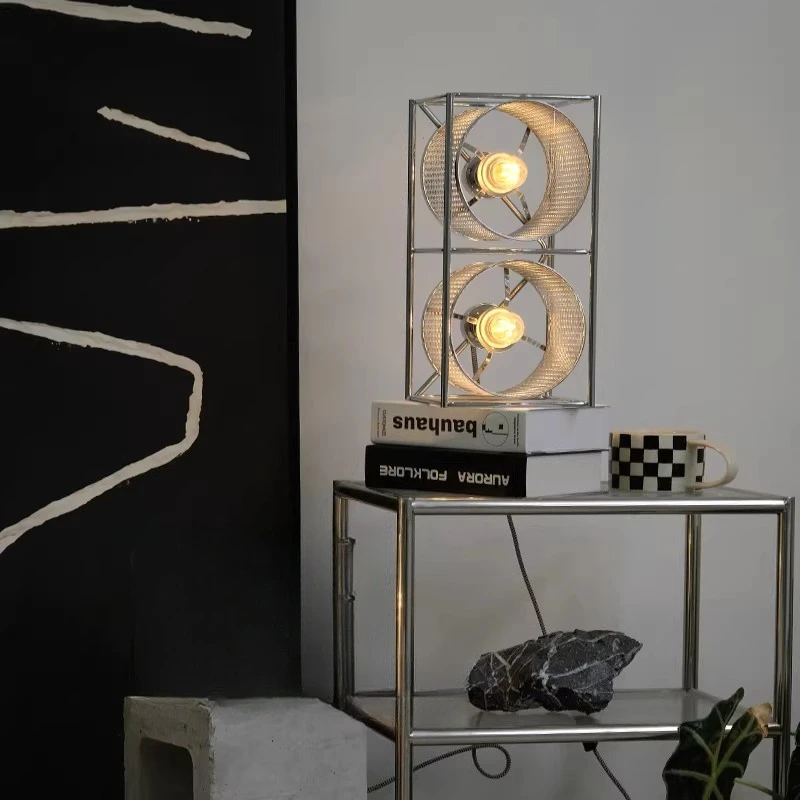Iron Hollow Out Desk Lamp Industrial Retro Style Table Lamps Living Room Bedroom Bedside Lighting Light Electroplating Lights