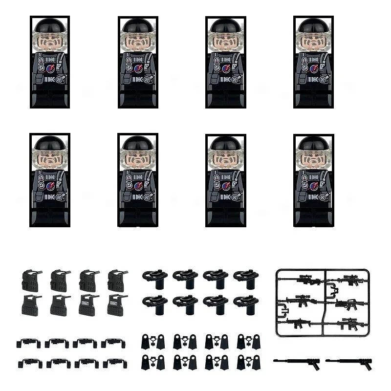 

City Military Frogmen Special Forces Figures Building Blocks WW2 Soldiers Army Helmet Shield Weapon SWAT Infantry Bricks Toy Boy