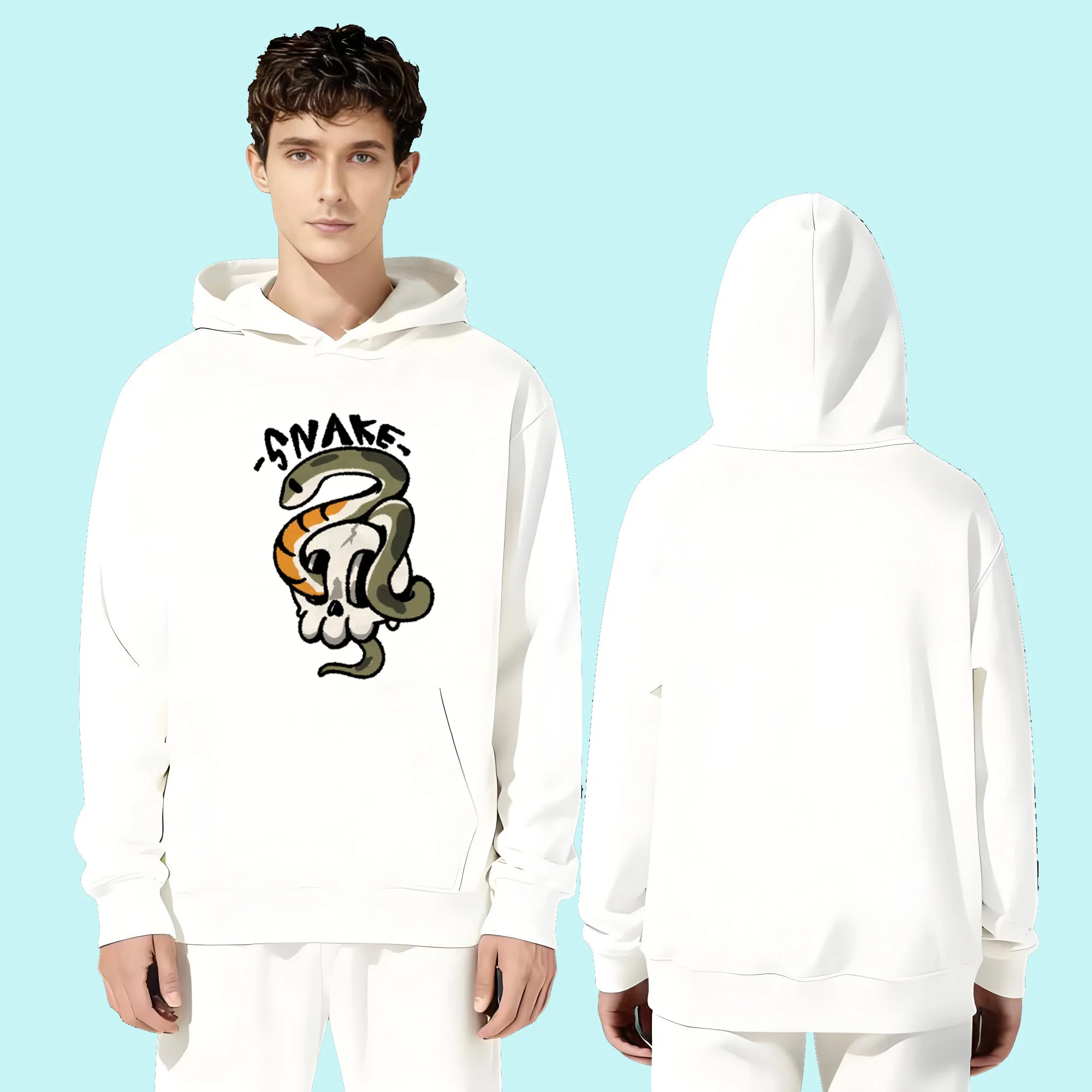 

2025streetwear features330 грамм тяжелые пуловеры для мужчин и женщин, посвященные модным принтом черепа и змеи.