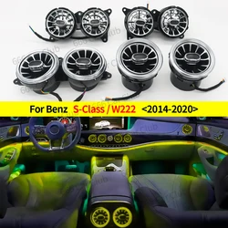 LED de ventilação com bicos de turbina RGB, luz ambiente interior, reajuste para Mercedes Benz W222 S-Class S350 S450L S500 S560, 7 cores, 64 cores