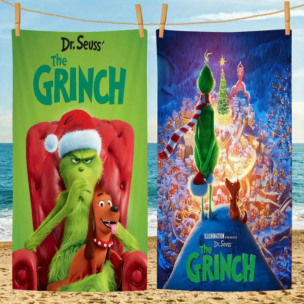Film The G-Grinch C-Christmas Strandtuch, Badetücher für Mädchen, Mikrofaser, schnell trocknend, individuell gestaltet, sandfrei, für Strand, Yoga, Spa, Gym, Pool