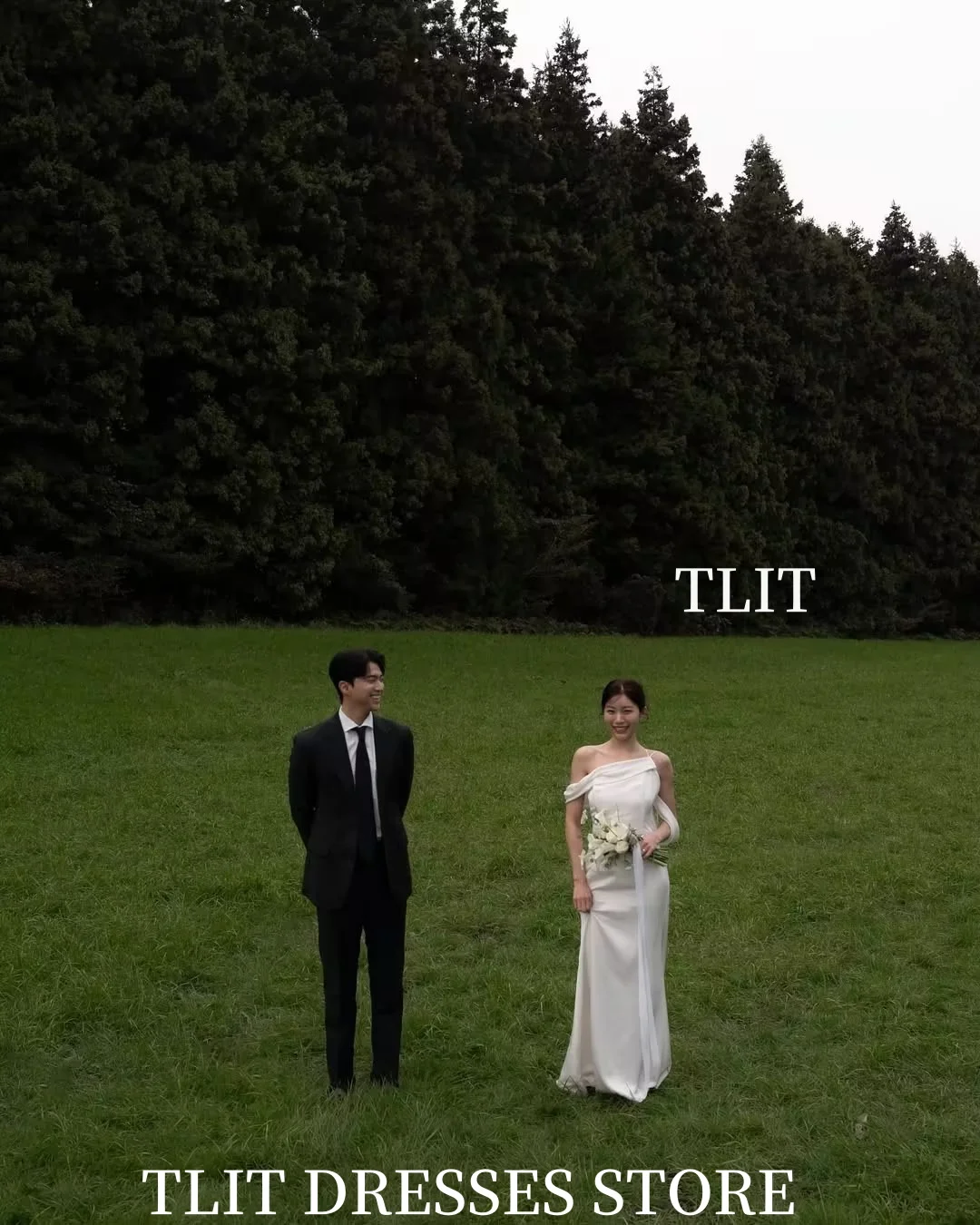 Elegancka biała suknia ślubna syrena z satyny na ramiączkach spaghetti, dekolt łódka, suknie ślubne Koreańskie sesje zdjęciowe ślubne, szyta na miarę