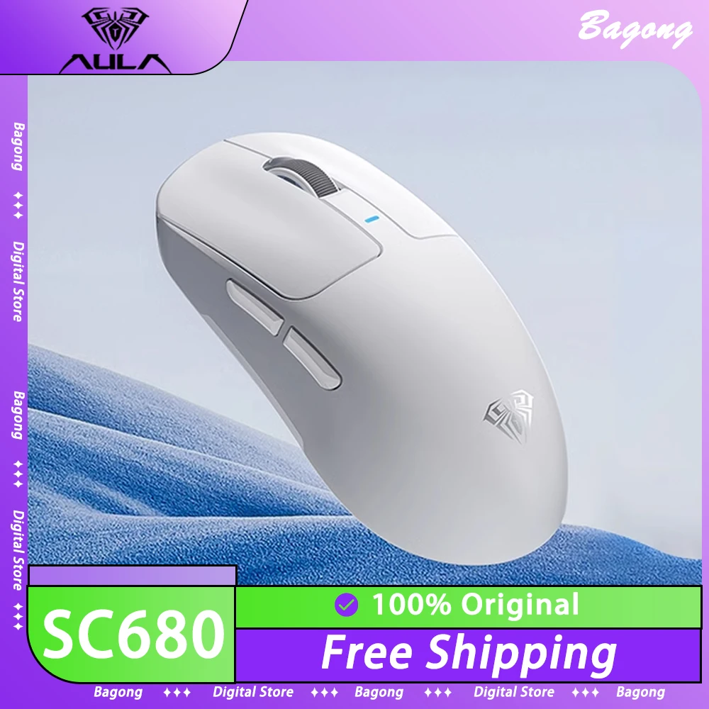 

Aula Sc680 8k Wireless Mouse Tri Mode Ergonomics Paw3395 Lightweight E-Sports Mouse Pc Gamer Accessories Gaming Mice Office Gift