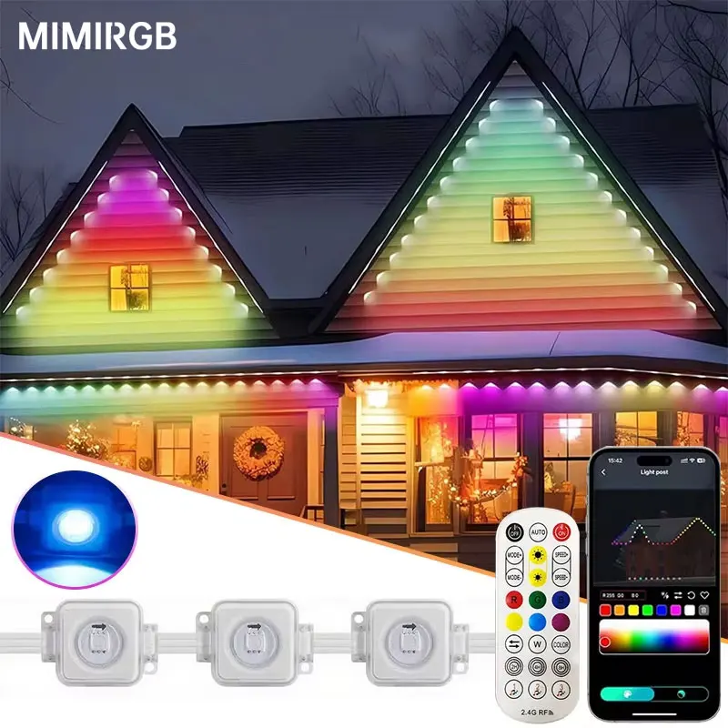 

Smart RGB Eave Lights App & Remote IP67 Permanent Outdoor LED String Lights Home New Year Christmas Birthday DIY Lighting