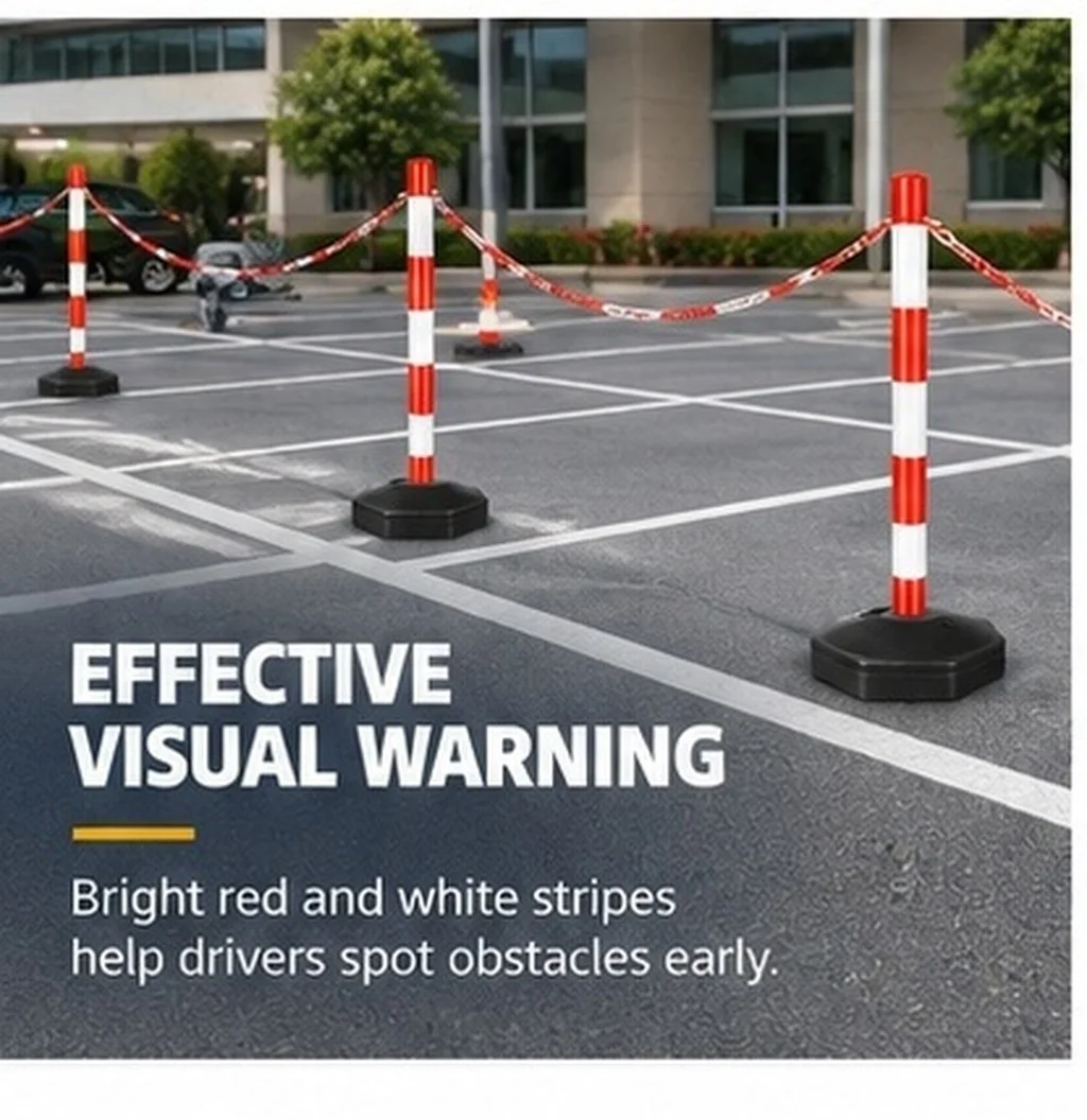 Warning Column Red White Elastic Isolation Pile Fillable Base Stable Anti-Collision Road Barrier Safety Warning Colum