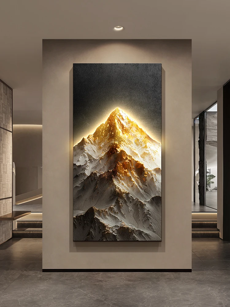 Lâmpada de parede LED Sunshine Golden Mountain para entrada, efeito tridimensional e sofisticado, lâmpada mural de corredor e passagem