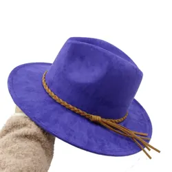 Suede 2023 nowy Fedora męski i damski kapelusz jesień Panama jazzowy kapelusz brytyjski styl elegancki Retro Fedora szeroki kapelusz