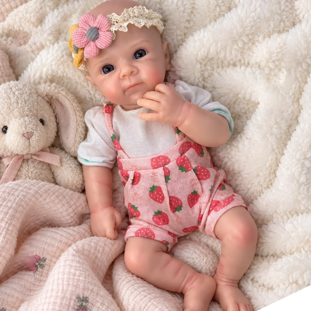 20 Inch Full Silicone Reborn Baby Doll Bald Head Open Eyes Lifelike Art Collectible Washable Display Gift for Doll Collectors