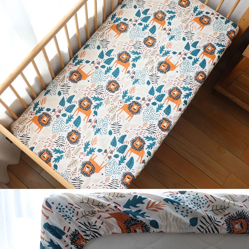 130x70cm Baby Crib Fitted Sheet Cotton Soft Newborn Bed Mattress Cover Protector Toddler Bedding For Boy Girl Accept Custom Size