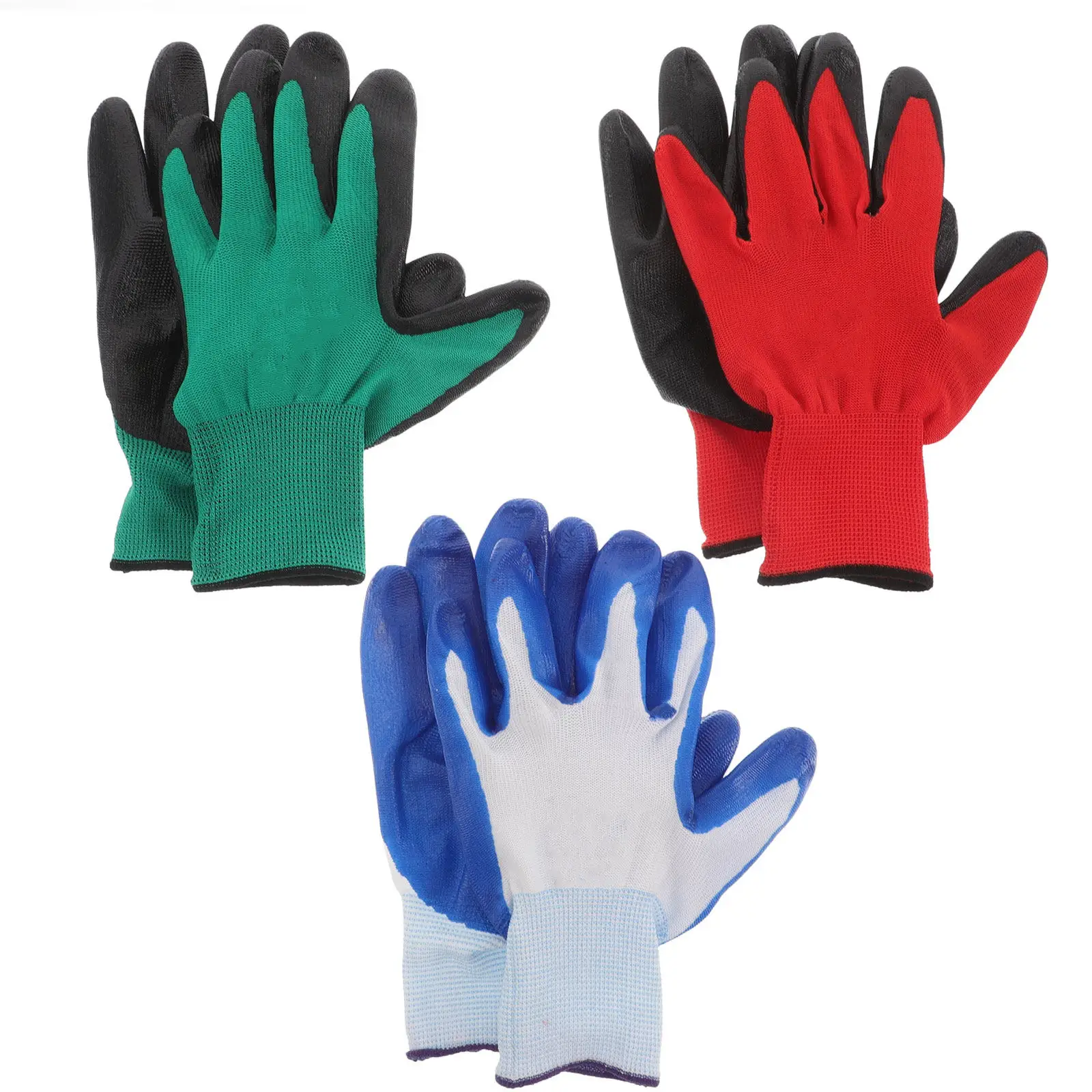 

3Pairs Colorful Protective Garden Gloves Nitrile Coated Breathable Work Gloves Ideal for Planting Weeding Pruning Landscaping