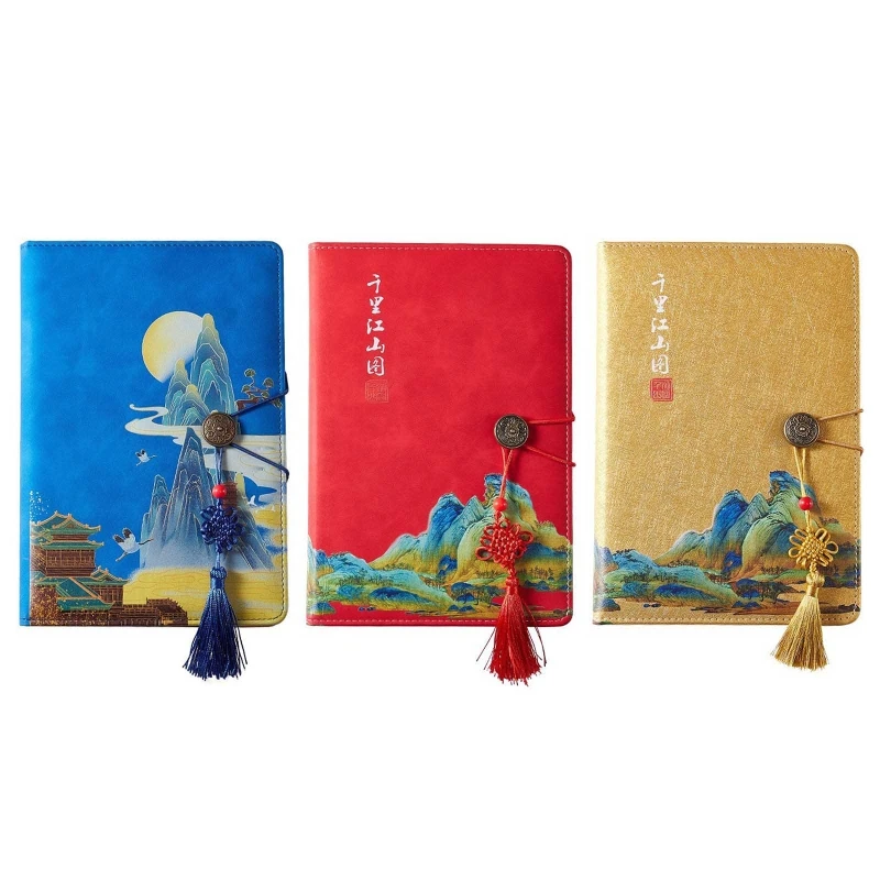 Retro สไตล์จีน Art สมุดบันทึกปกแข็ง100แผ่นกระดาษเรียงรายโรงเรียนเครื่องเขียนสำหรับห้องเรียนรางวัลของขวัญ