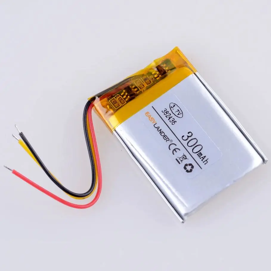 1/5 peças 3 linhas 382436 3.7v 300mah bateria recarregável de polímero de íon de lítio para gps mp3 mp4 alto-falante de telefone celular