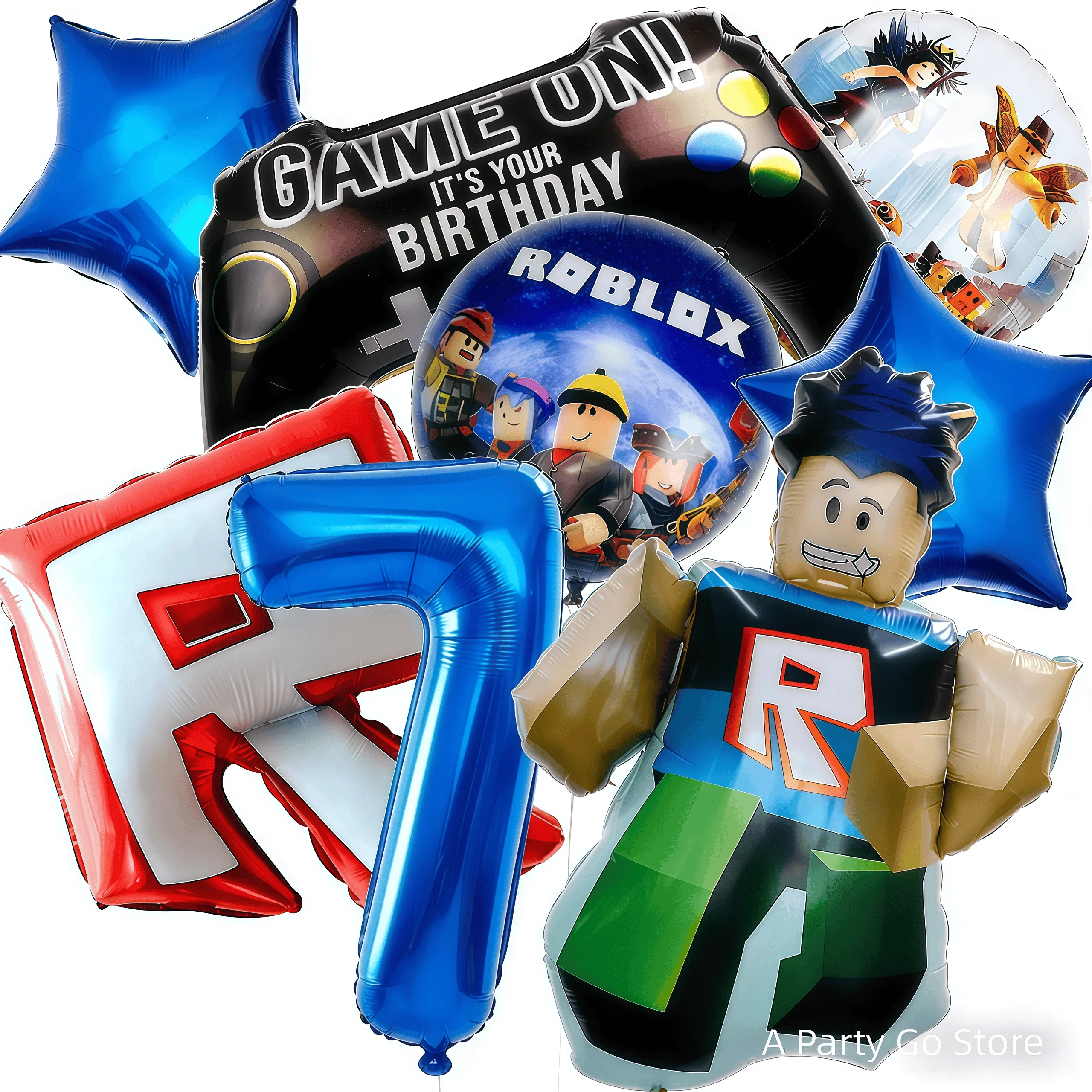 Roblox Ballonnen Cartoon Game Roblox Set Jongensballonnen Cartoon Dubbelzijdig gevormd Verjaardagsfeestje Decor Babyshower Nummer
