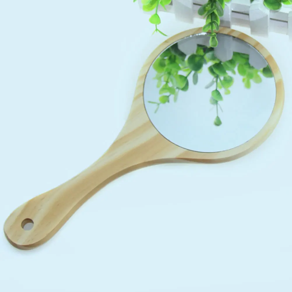 1Pcs Exquisite Hollow-out Makeup Mirror Comb Set Vintage Portable Wooden Mirror Hair Gifts for Woman Lady