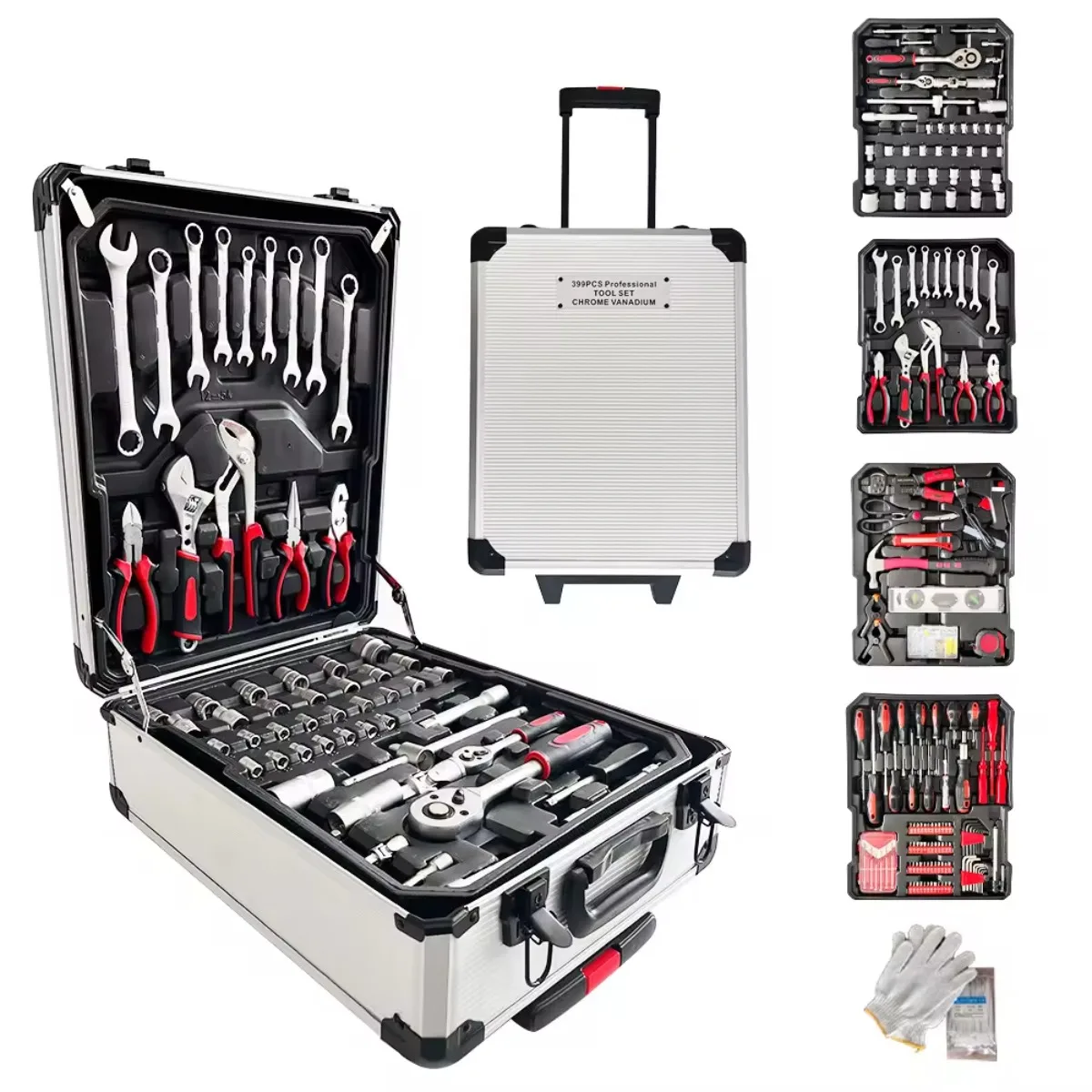 

499 Pcs Professional Aluminum Trolley New Energy Vehicle Parts & Accessories Socket Set Repair Tool Kit