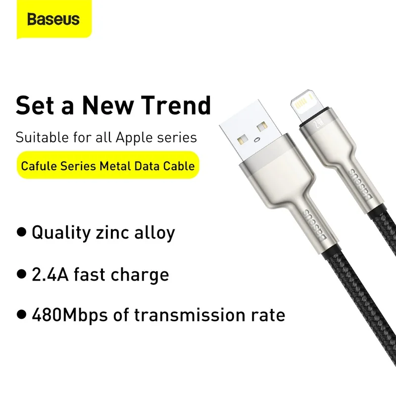 Baseus Cafule Series Metal Data Cable USB For IPhone 2.4A Or Type-C to IPhone PD 20W