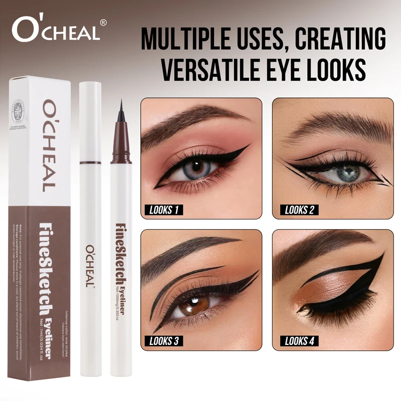 O'CHEAL FineSketch Liquid Eyeliner Pen 0.1mm Ultra Fine Tip Smooth Glide Precision Eyeliner for Winged Cat Eye Makeup Easy Apply