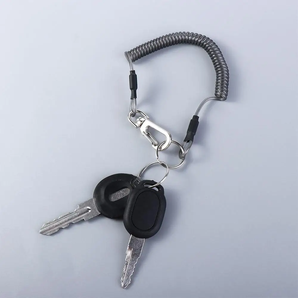 Hauling Rope Spring Hook Clasp Spiral Keychain Stretch Fishing Tools Spring Elastic Rope Spiral Coiled Lanyard Safety Rope