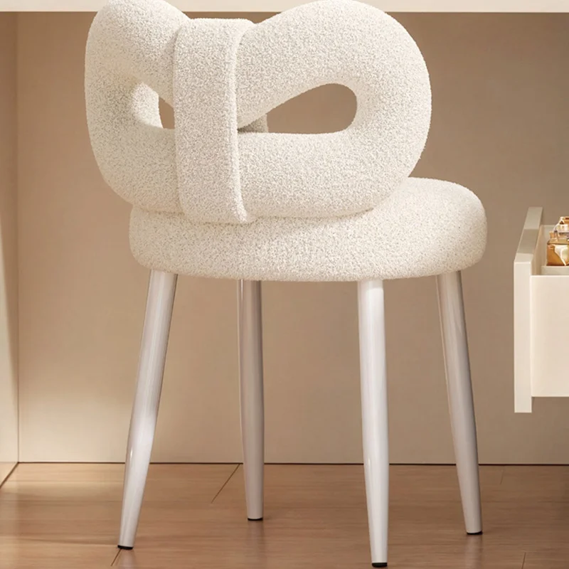 Modern Nordic Bouclé Upholstered Chair Featuring Unique Loop Backrest, Decorative Furniture for Home, Lounge, and Interior Space