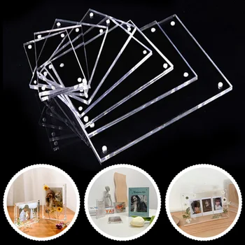 Photo Frame Transparent Acrylic Photo Frame Magnetic Poster Display Stand Household…