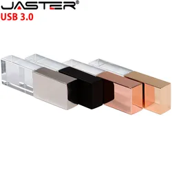 JASTER New Crystal USB Flash Pen Drive Custom Logo Cle USB 3.0 4GB 16GB 32GB 64GB Wedding Gift Pendrive (Over 10pcs Free Logo)