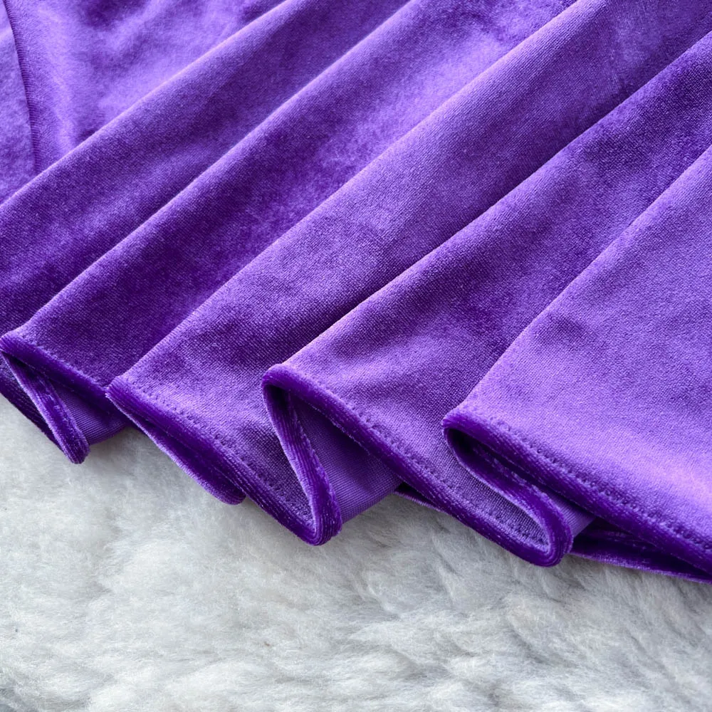 فستان أنيق أنيق بأكمام طويلة من القطيفة فضفاض بأكمام واسعة فساتين حفلات عصرية كورية ملابس نسائية #6