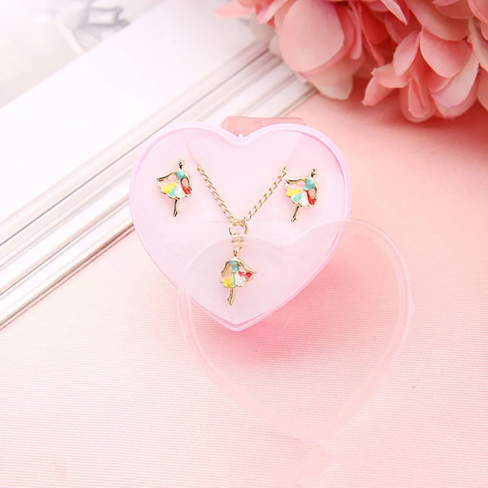 

Cherry Rhinestone Necklace Earrings Set Bright Girls Party Favor Birthday Jewelry Storage Box Necklace