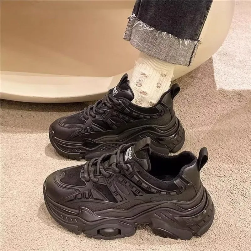 ​Women's Clunky Sneakers 2025 New Fleece Lined Thick Sole Casual Shoes Trendy Winter Fashion Height Increase Footwear​